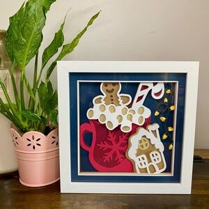 3D Hot Cocoa & Gingerbread Cookie Shadowbox